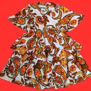 Handmade, Upcycled Vintage 1960's Groovy, Paisley Patterned Dress Size S